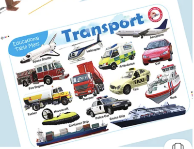 Jolly Kids Picture Learning Educational Table Mat - Transport